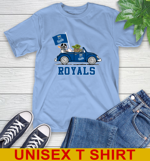 MLB Baseball Kansas City Royals Darth Vader Baby Yoda Driving Star Wars Shirt T-Shirt 11