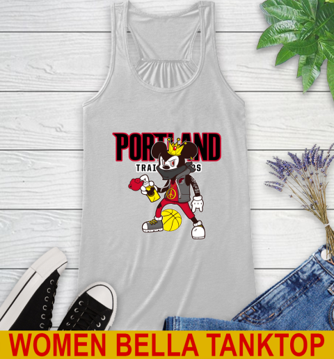 Portland Trail Blazers NBA Basketball Mickey Peace Sign Sports Racerback Tank