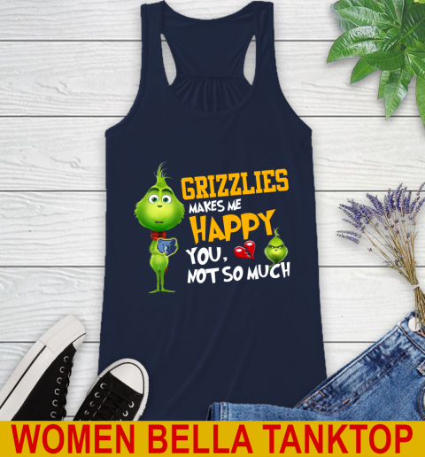 NBA Memphis Grizzlies Makes Me Happy You Not So Much Grinch Basketball Sports Racerback Tank 9