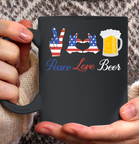 Beer Lover Funny Shirt Peace Love Beer Ceramic Mug 11oz