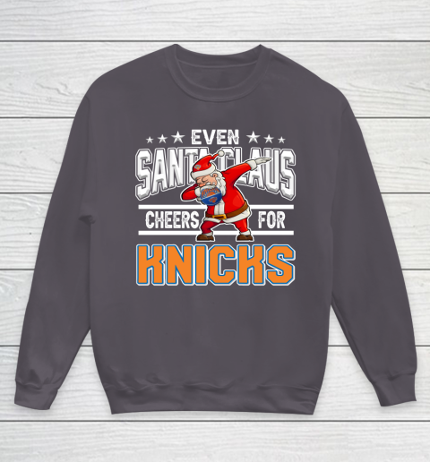 New York Knicks Even Santa Claus Cheers For Christmas NBA Youth Sweatshirt 5
