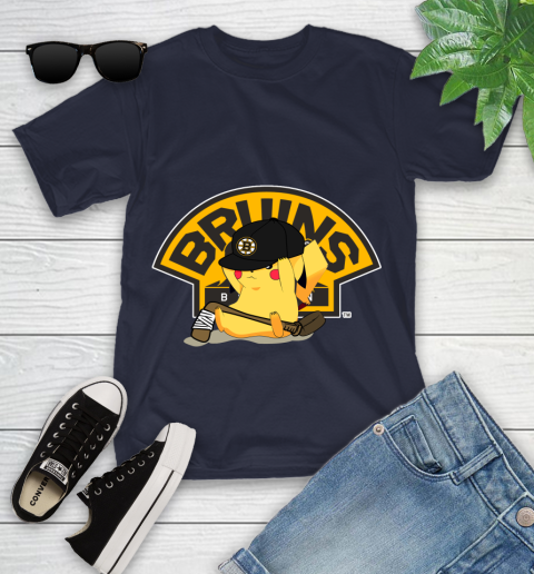 NHL Pikachu Hockey Sports Boston Bruins Youth T-Shirt 3