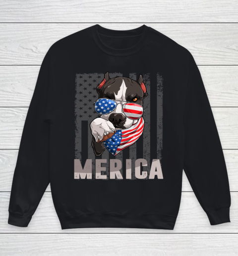 Pitbull Merica 4th of July Shirts Men Women USA Flag Youth Sweatshirt