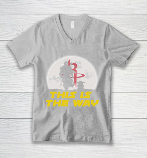 Houston Rockets NBA Basketball Star Wars Yoda And Mandalorian This Is The Way V-Neck T-Shirt 3