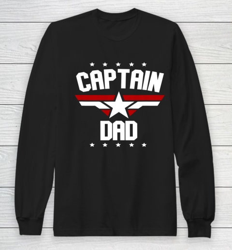 Mens Father s Day Dad s Birthday Captain Dad Long Sleeve T-Shirt