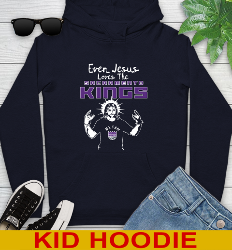 Sacramento Kings NBA Basketball Even Jesus Loves The Kings Shirt Youth Hoodie 3