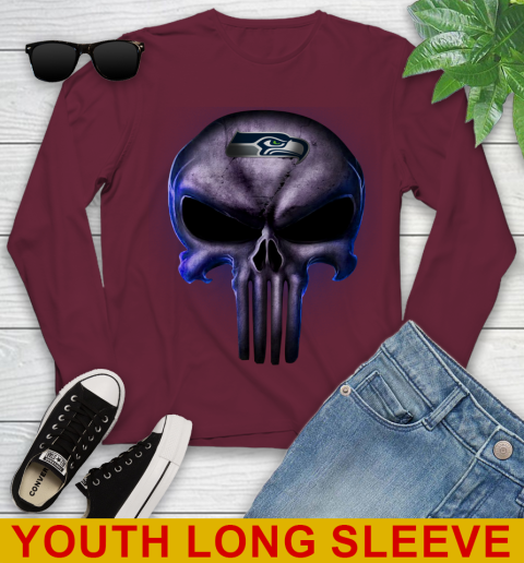 Seattle Seahawks NFL Football Punisher Skull Sports Youth Long Sleeve 6