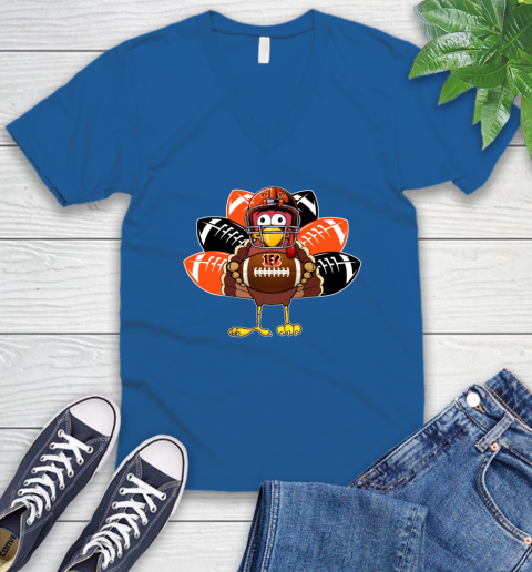 Cincinnati Bengals Turkey Thanksgiving Day V-Neck T-Shirt 6