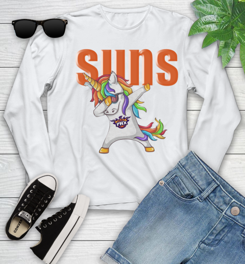 Phoenix Suns NBA Basketball Funny Unicorn Dabbing Sports Youth Long Sleeve