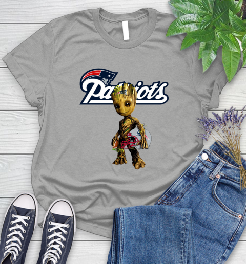 New England Patriots NFL Football Groot Marvel Guardians Of The Galaxy Women's T-Shirt 10