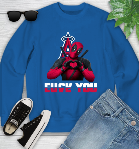 MLB Los Angeles Angels Deadpool Love You Fuck You Baseball Sports Youth Sweatshirt 7