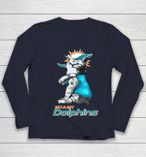 NFL Football My Cat Loves Miami Dolphins Youth Long Sleeve 2