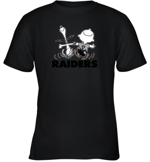 Snoopy And Charlie Brown Happy Oakland Raiders Fans Youth T-Shirt