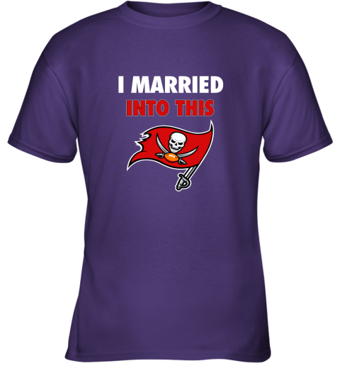zlbx i married into this tampa bay buccaneers football nfl youth t shirt 26 front purple