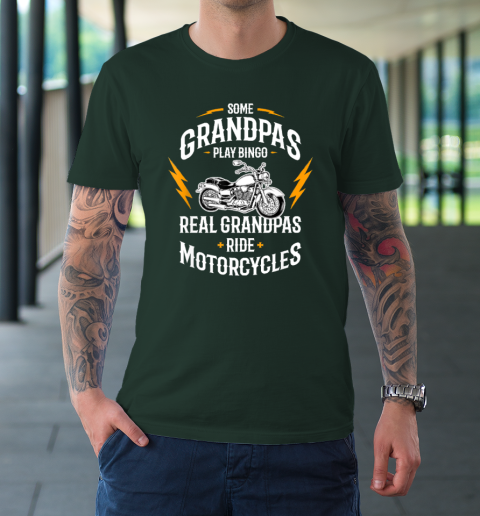 Mens Some Grandpas Play Bingo Real Grandpas Ride Motorcycles T-Shirt 3