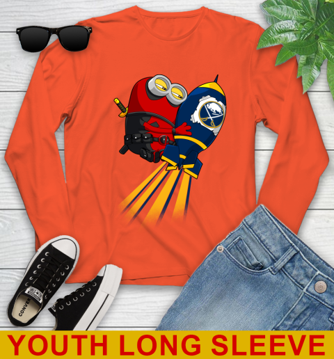 NHL Hockey Buffalo Sabres Deadpool Minion Marvel Shirt Youth Long Sleeve 3