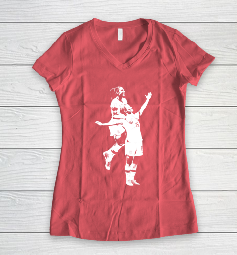 Megan Rapinoe and Alex Morgan Victory Pose  The White Stencil Women's V-Neck T-Shirt 4
