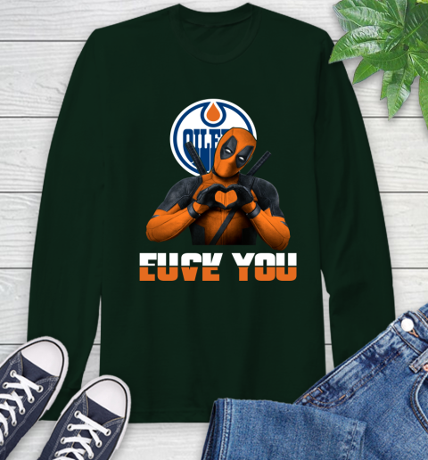 NHL Edmonton Oilers Deadpool Love You Fuck You Hockey Sports Long Sleeve T-Shirt 7