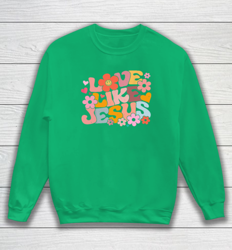 Love Like Jesus Christian Bible Verse Trendy Floral Heart Sweatshirt 4