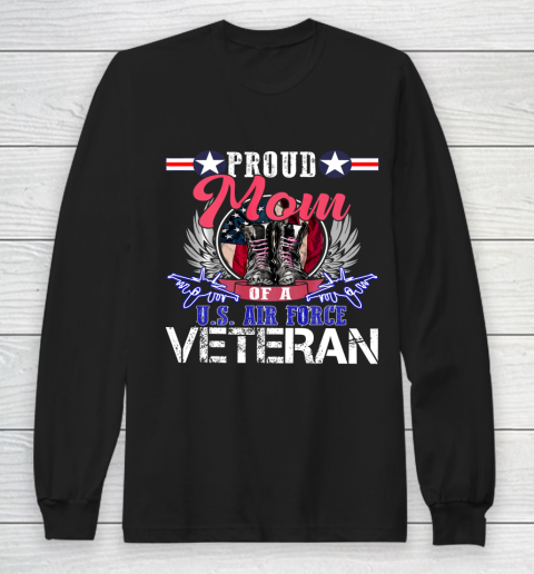 Veteran Shirt Vintage Proud Mom Of A U S Air Force Veteran Long Sleeve T-Shirt