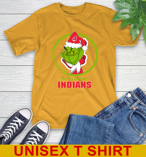 Cleveland Indians MLB Christmas Grinch I Hate People But I Love My Favorite Baseball Team T-Shirt 3