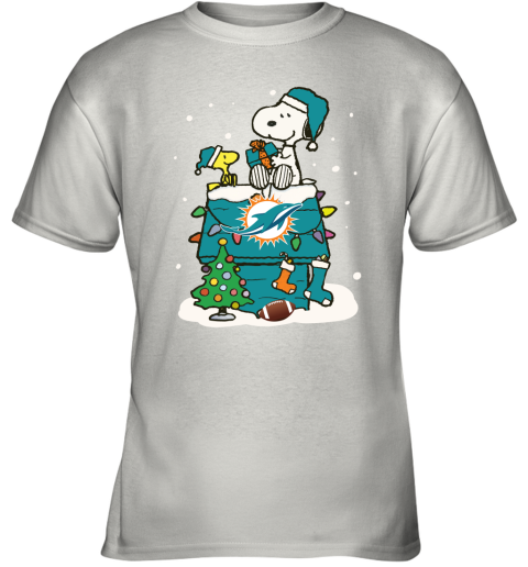 A Happy Christmas With Miami Dolphins Snoopy Shirts Youth T-Shirt