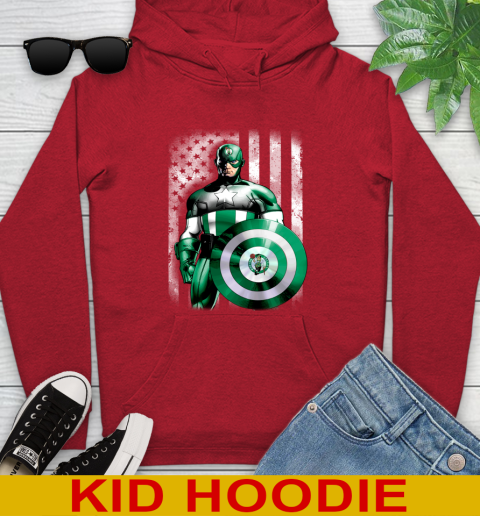 Boston Celtics NBA Basketball Captain America Marvel Avengers American Flag Shirt Youth Hoodie 11