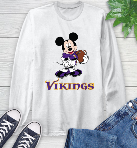NFL Football Minnesota Vikings Cheerful Mickey Mouse Shirt Long Sleeve T-Shirt 2