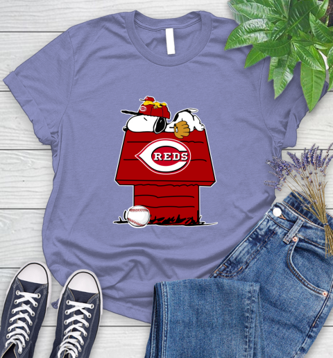 MLB Cincinnati Reds Snoopy Woodstock The Peanuts Movie Baseball T Shirt Women's T-Shirt 11