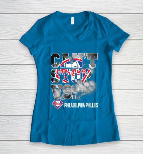 MLB Philadelphia Phillies Baseball Can't Stop Vs Phillies Women's V-Neck T-Shirt 5