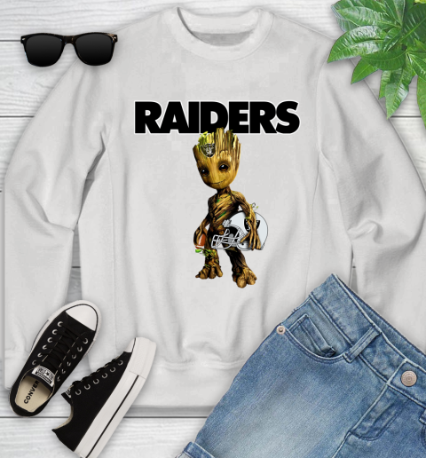 Oakland Raiders NFL Football Groot Marvel Guardians Of The Galaxy Youth Sweatshirt