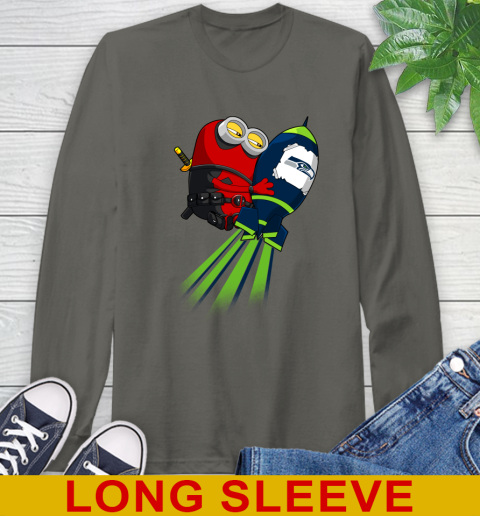 NFL Football Seattle Seahawks Deadpool Minion Marvel Shirt Long Sleeve T-Shirt 10