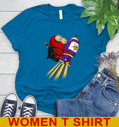NFL Football Minnesota Vikings Deadpool Minion Marvel Shirt Women's T-Shirt 8