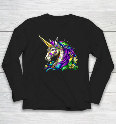 Happy Mardi Gras Unicorn Long Sleeve T-Shirt