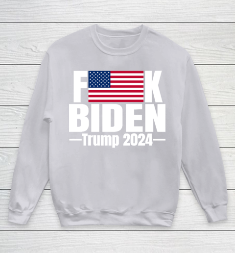 Fuck Biden American Flag Trump 2024 Youth Sweatshirt 3
