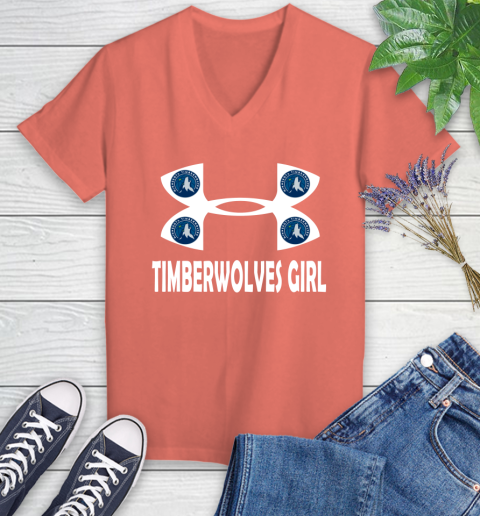 NBA Minnesota Timberwolves Girl Under Armour Basketball Sports Women's V-Neck T-Shirt 6