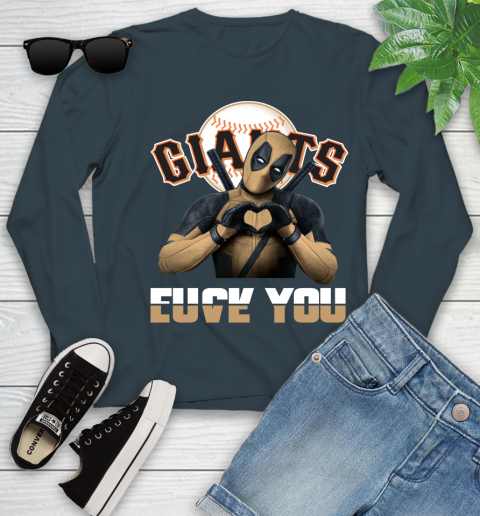 MLB San Francisco Giants Deadpool Love You Fuck You Baseball Sports Youth Long Sleeve 9