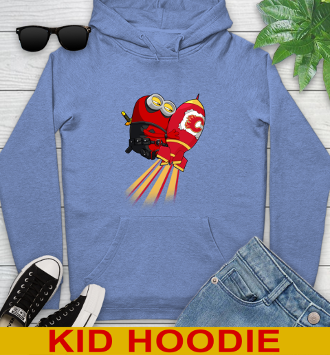 NHL Hockey Calgary Flames Deadpool Minion Marvel Shirt Youth Hoodie 12