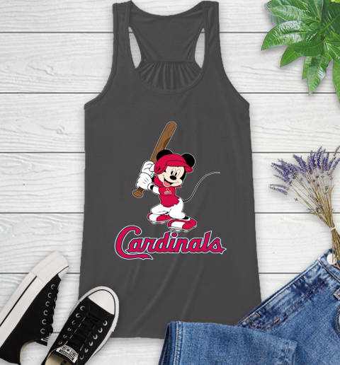 MLB Baseball St.Louis Cardinals Cheerful Mickey Mouse Shirt Racerback Tank 12