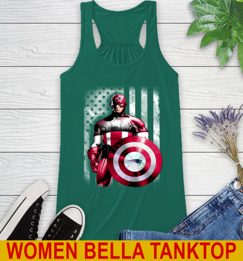 New England Patriots NFL Football Captain America Marvel Avengers American Flag Shirt Racerback Tank 5
