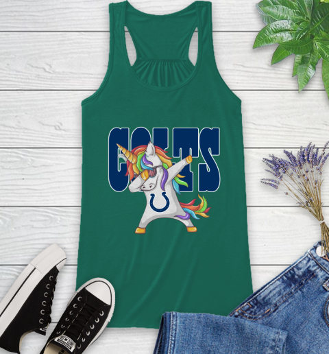 Indianapolis Colts NFL Football Funny Unicorn Dabbing Sports Racerback Tank 7