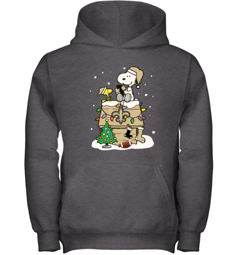 kt25 a happy christmas with new orleans saints snoopy youth hoodie 43 front dark heather