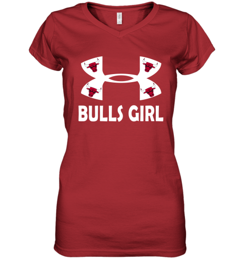 NBA Chicago Bulls Girl Under Armour Basketball Sports rvBPmMKtRkA women v neck t shirt 39 95 151514 front red