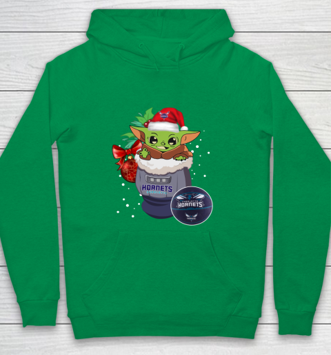 Charlotte Hornets Christmas Baby Yoda Star Wars Funny Happy NBA Youth Hoodie 6