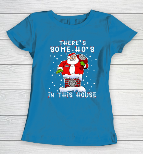San Antonio Spurs Christmas There Is Some Hos In This House Santa Stuck In The Chimney NBA Women's T-Shirt 6
