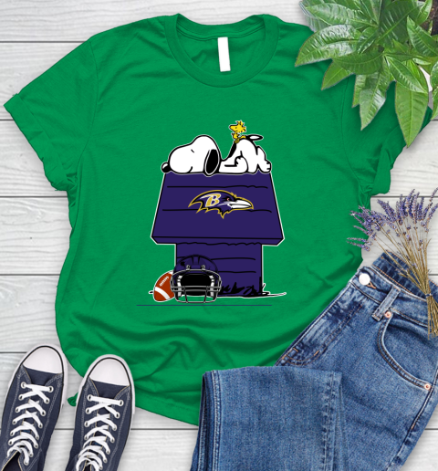 Baltimore Ravens NFL Football Snoopy Woodstock The Peanuts Movie Women's T-Shirt 7 Baltimore Ravens NFL Football Snoopy Woodstock The Peanuts Movie Women's T-Shirt - Image 7