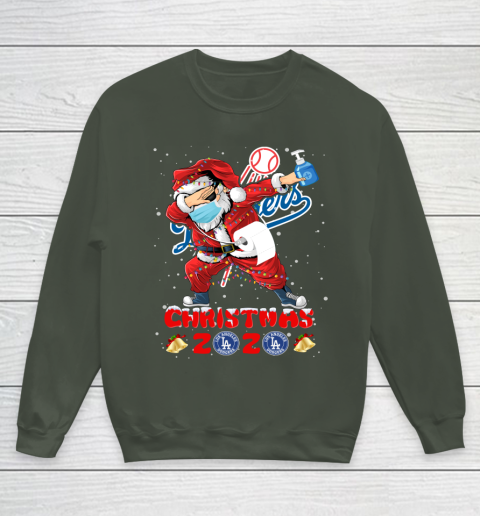 Los Angeles Dodgers Funny Santa Claus Dabbing Christmas 2020 MLB Youth Sweatshirt 8