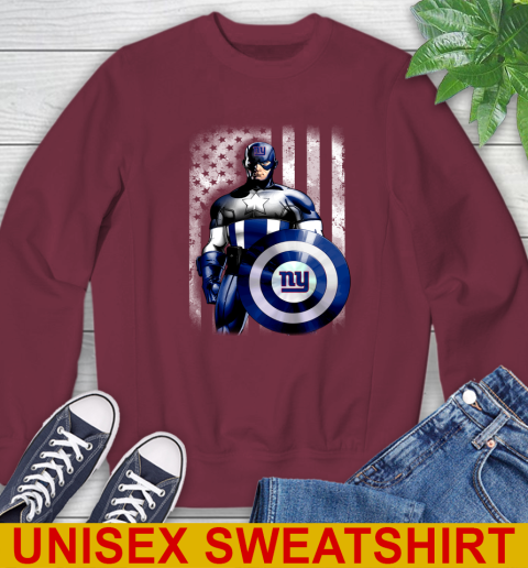 New York Giants NFL Football Captain America Marvel Avengers American Flag Shirt Sweatshirt 6