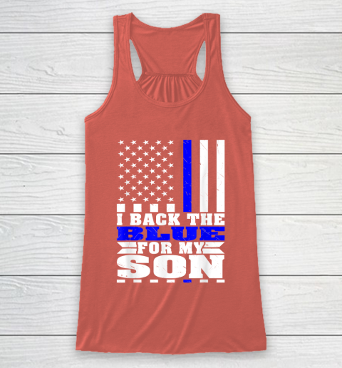 I Back The Blue For My Son Proud Police Mom Dad Cops Parent Thin Blue Line Racerback Tank 3