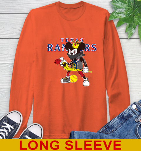 Texas Rangers MLB Baseball Mickey Peace Sign Sports Long Sleeve T-Shirt 5